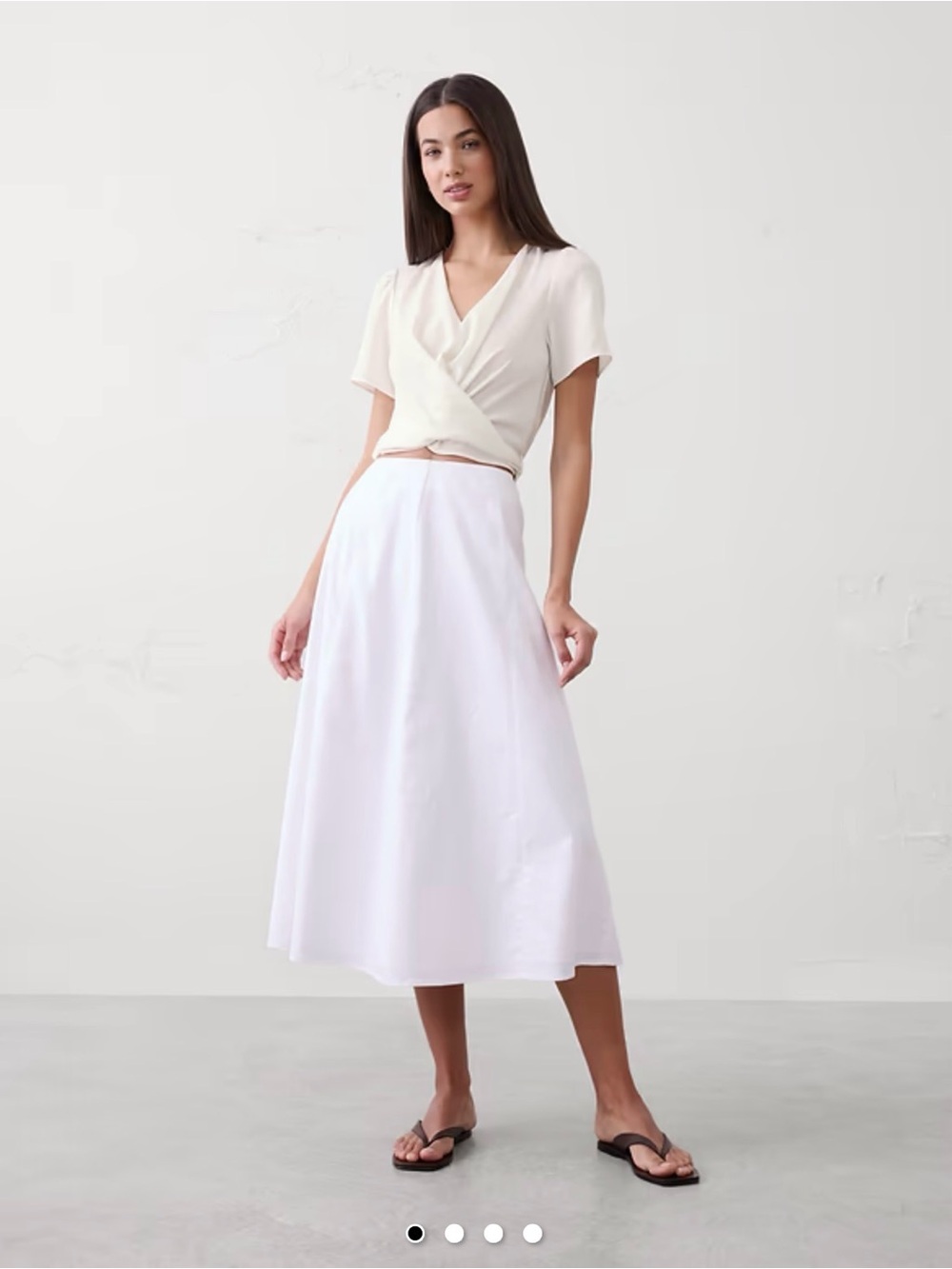 Banana Republic White Cropped Wrap Blouse with Tie Bow Back